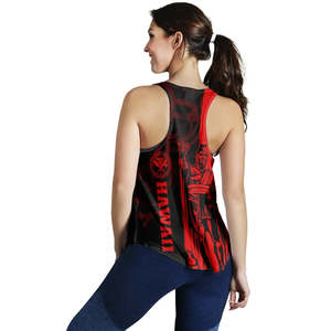 Camiseta sin mangas para mujer con estampado floral hawaiano de guerrera, cuello redondo, transpirable, de poliéster tejido, estilo casual, espalda cruzada, estampado digital - Product Image 4