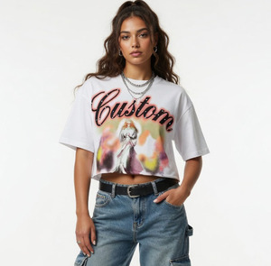 T-shirt Homme Oversize Personnalisé à Manches Courtes, Col Rond, Imprimé, Style Urbain avec Détails en Strass - Product Image 5