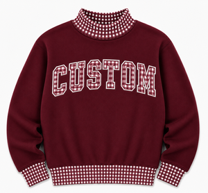 Sweat-shirt surdimensionné à col montant en gingham pour femme, style preppy, mode boutique, logo personnalisé, vente en gros - Product Image 4