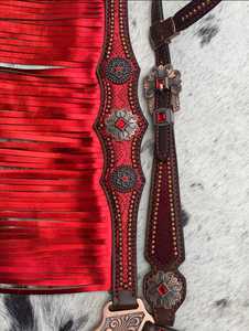 Ensemble de sellerie western fait main en cuir rouge personnalisé avec incrustations de strass en cristal, léger, tailles personnalisées, collection saisonnière 2026 - Product Image 4