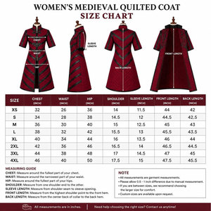 Manteau matelassé médiéval pour femme, best-seller, bordeaux, veste de guerrier fantastique, costume de cosplay LARP Renaissance - Product Image 6