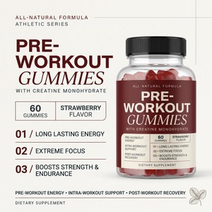 Gummies pré-entraînement personnalisées OEM ODM sous marque privée avec créatine, 60 unités, saveur fraise, complément nutritionnel sportif - Product Image 3