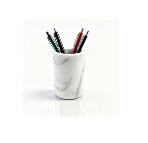 Elegant Round <b>Pen</b> Pencil Holder Made From <b>White</b> Marble <b>Pen</b>/Pencil storage Crafts stylish & Decor office Products - Product Image 3