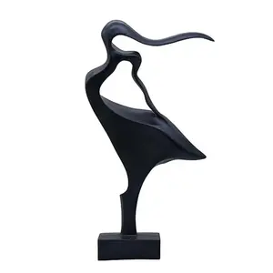 Sculpture de danseuse abstraite en résine noire mate, modelée à la main, décoration moderne pour la maison - Product Image 2