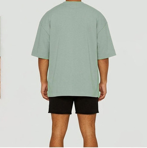 เสื้อยืดแขนสั้นทรงโอเวอร์ไซส์ ผ้าคอตตอนหนา 300 กรัม เสื้อยืดสต็อกพร้อมส่งสำหรับฤดูร้อน คุณภาพสูง สไตล์วินเทจสำหรับผู้ชาย - Product Image 3