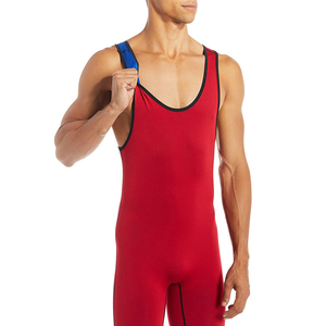 ชุดนักมวยปล้ำสีแดงแบบยูนิเซ็กซ์ของ AMDAA ENTERPRISES ผ้าสี่ทิศทางยืดหยุ่นได้ พิมพ์ลายแบบ Sublimation โลโก้ด้านหน้า น้ำหนักเบา เหมาะสำหรับเล่นกีฬา - Product Image 3