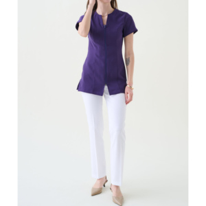 Uniforme de peluquería cómodo para mujer, tela de poliéster, túnica elegante para salón de belleza, camisa con logotipo personalizado, túnica médica - Product Image 4