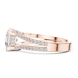 Anillo de Compromiso de Oro Rosa de 14K de Calidad Premium con Diamantes Incrustados, Corte Asscher Brillante, Diamante Cultivado en Laboratorio, Ideal para Fiestas - Product Image 3