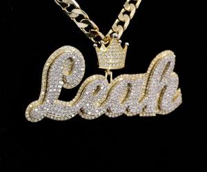 Custom 925 Sterling Silver Hiphop Jewelry Iced Out Charm Pendant with Moissanite <b>Name</b> <b>Chain</b> Personalized Gift for Men - Product Image 2