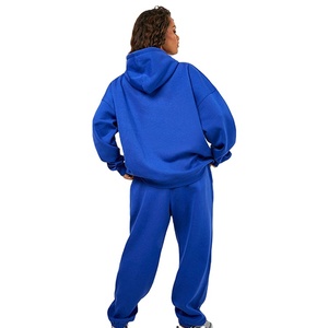 Tracksuit Women's Plus Size Cotton Fleece <b>Brushed</b> <b>Back</b> Heavyweight Drop Shoulder Loose Hoodie & Sweatpants Woman Sweatsuits OEM - Product Image 3