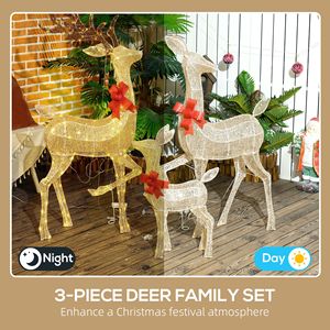 Set di 3 Renne Luminose Dorate per Decorazioni Natalizie da Esterno, Alimentate a Energia Solare LED, per Festività e Natale - Product Image 4