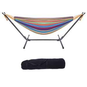 "Black & Silver Flower Outdoor Polyester <b>Hammock</b> Swing for Garden Steel & Wood Frame & Cotton Fabric" - Product Image 3