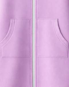 Sweat à capuche long zippé couleur lavande pour femme, manteau d'hiver en polaire décontracté et oversize avec poches, fabrication OEM sur mesure - Product Image 6