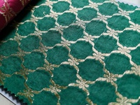 Tissu brodé floral vert pour vêtements de mariage, sacs, tapisserie, tissu brocart