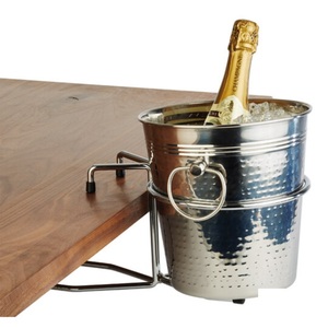 Luxury Hammered Stainless Steel Wine Cooler Bucket Walled Champagne Chiller For High <b>End</b> Hotels And Modern Home Bar Decor - Product Image 2