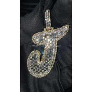 Pendentif en argent sterling 925 Hip Hop pour hommes avec pendentif rond et baguette VVS Lab Grown Diamonds VVS Clarity - Product Image 1