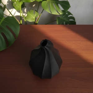 Luxury Spiral Ribbed <b>Matte</b> Black Metal Flower Vase Elegant Handcrafted Modern Home Decor <b>Table</b> Centerpiece Single Unit Only - Product Image 3