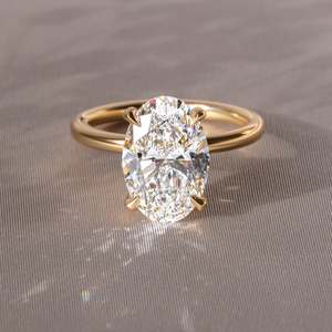 Fast Shipping Bulk Wholesale 925 Silver Moissanite Oval Solitaire Ring Hidden Halo Collar Fashion Jewelry E-commerce Direct - Product Image 1