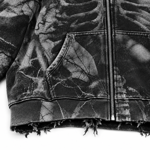 Sweat à capuche gothique noir personnalisé unisexe coupe oversize zippé respirant séchage rapide 300g manches régulières en molleton tricoté hiver 100% - Product Image 4