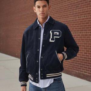 Veste à revers unisexe personnalisée, broderie, nylon, élasthanne, coupe-vent, chaude, design boutonné - Product Image 1