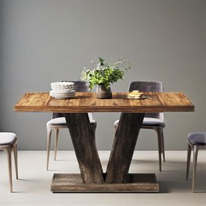 Tavolo da Pranzo in Legno Stile Fattoria Nero da 47 Pollici per 4 Persone, Tavolo da Cucina Robusto con Base a Piedistallo, Esperienza di Pranzo Elegante - Product Image 1