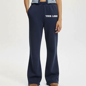 Pantalon évasé décontracté taille mi-haute pour femmes et hommes, coupe régulière, avec dentelle, 100 % coton, motif patchwork, délavé, collection 2025 - Product Image 4