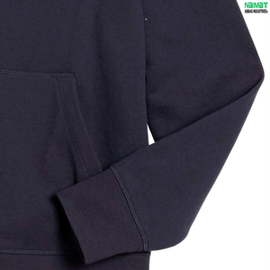 Men's 100% Cotton Hooded Sweatshirt Solid Navy <b>Blue</b> Regular Fit Casual Knitted Hoodie with Front Pocket Autumn Wear - Product Image 4