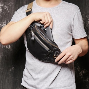 Manufacturer Brown Genuine Leather Chest <b>Bags</b> <b>Bag</b> Durable Zippers Adjustable Fit Anti-Bacterial high demanding Leather Chest <b>Bag</b> - Product Image 3