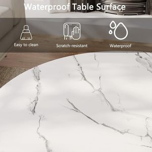 Mesa de Centro Tradicional de Metal y Mármol con Cajón de Almacenamiento y Estante de 2 Niveles, Duradera y Ecológica para Sala de Estar, Dormitorio o Balcón - Product Image 6