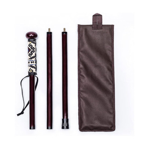 Bâton de randonnée en bois réglable de qualité supérieure avec sangle de poignet en cuir à verrouillage rapide, embout métallique, canne de trekking légère pour l'extérieur - Product Image 1