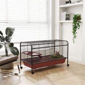 Large Metal Pet Cage XL Rabbit Hutch and Dog <b>Crate</b> for Small Animals Indoor and Outdoor Usage with Animal Pattern - Product Image 1