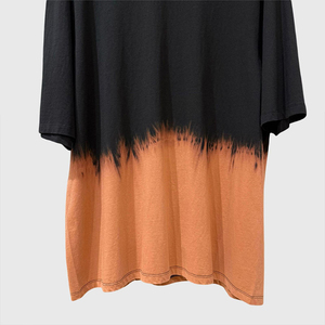 Camiseta de manga corta oversize para hombre con efecto tie-dye, teñido degradado en negro y marrón, de punto, cuello redondo, estilo casual, al por mayor - Product Image 6