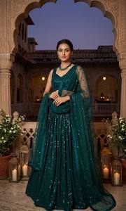 Lehenga Choli Dupatta de Diseño Indio Elegante para Mujer, Inspirado en Bollywood, para Bodas y Fiestas, en Faux Georgette de Secado Rápido, Gran Venta - Product Image 3