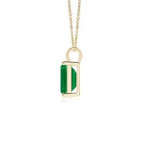 Pendentif classique en émeraude verte taille émeraude certifiée IGI de qualité supérieure, pierre précieuse, or 14 carats, forme géométrique - Product Image 2