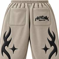 Pantalon de survêtement mi-long Richitalk pour homme, style urbain, avec cordon élastique, respirant, imprimé caoutchouc en relief, en polyester léger, idéal pour l'été