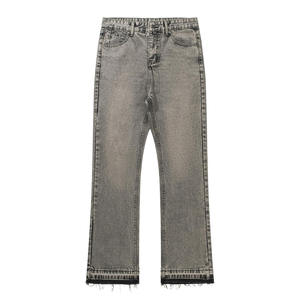 Pantalones Vaqueros de Mezclilla para Hombre, Estilo Retro, Corte Recto, Color Gris Ahumado/Cemento, Transpirables, de Algodón, Peso Medio, para Otoño - Product Image 2