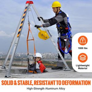 Kit Treppiede di Salvataggio per Spazi Confinati con Gambe da 7FT e Cavo da 98FT, con Verricelli Elettrici per Protezione Anticaduta - Product Image 1