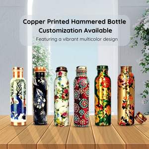 Wholesale 650ml Pure Copper Water Bottle Leak-Proof Printed Outdoor Indoor <b>Drinkware</b> for Home Office Gym Hiking Trekking - Product Image 4