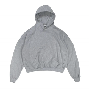 Sweat à capuche baggy surdimensionné pour hommes de qualité hiver Streetwear conception d'épaule tombante sans ficelle Boxy Fit poids lourd teint uni - Product Image 6