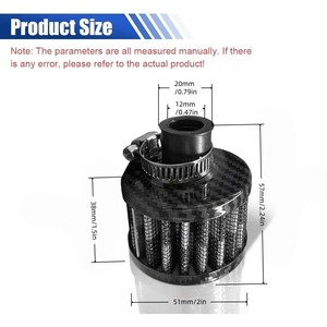 Filtro de Aire de 0.47"/12mm, Filtro de Admisión de Aire Frío, Respirador, Ventilación Turbo, Limpiador de Admisión de Aire, Compatible con la Mayoría de Autos y Motocicletas - Product Image 2
