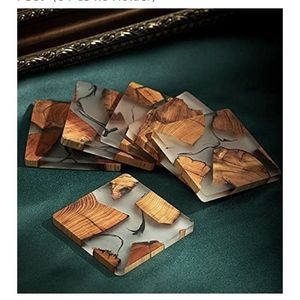 Everyday Natural Wood Resin Coasters for Drink Protection Promotional Coaster Product - Product Image 2