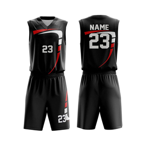 Custom Sublimated Basketball Jersey Set V-Neck Sleeveless Moisture Wicking Black Red White Team Uniform Adult Unisex - Product Image 1