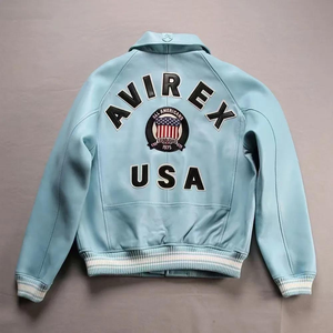 Veste en cuir AVIREX pour hommes, vente chaude, logo personnalisé, veste d'hiver en cuir d'agneau AVIREX pour hommes, haute qualité, réversible, respirante - Product Image 2