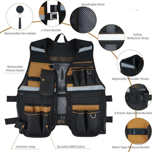 High Quality Tools Vest Black Tactical Security <b>Construction</b> reflective Safety Clothing Vest New style Polyester Tool <b>Work</b> Vest - Product Image 2