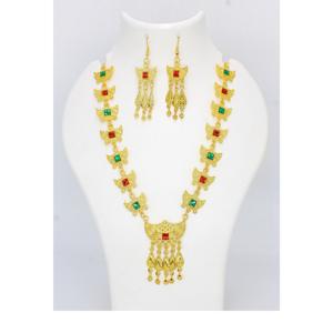 Charme Pendentif Ensemble Bijoux Plaqué Or Indien Dubaï Arabe Bijoux Pendentif Ensemble Boucles D'oreilles Collier Chaîne pour les Femmes - Product Image 2