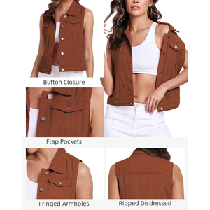 Chaleco Vaquero Elegante para Mujer, Chaqueta sin Mangas, Ropa Urbana Moderna, Cierre de Botones Ecológico, Atuendo a la Moda, Corte Clásico Moderno y Ajustado - Product Image 4