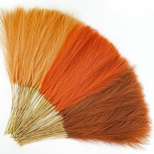Erba della Pampa Arancione 150 Pezzi 55 cm, Steli Colorati Soffici Artificiali, Fiori Corti per Vasi, Decorazioni Autunnali - Product Image 1
