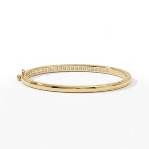 Bracelet jonc tennis délicat VB-SR91 en or massif 14 carats avec diamants de laboratoire, demi-éternité, empilable, bijou minimaliste pour le quotidien - Product Image 5