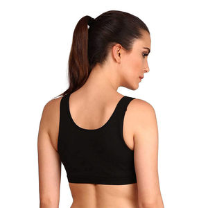 Soutien-gorge de sport noir pour femme, dos nageur, col rond, sans couture, maintien moyen, en Spandex et Polyester - Product Image 4