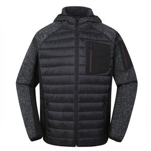 Blouson Bomber matelassé à capuche pour homme en polyester, couleur unie, imperméable, coupe-vent, avec fermeture éclair, manteau d'hiver décontracté - Product Image 2